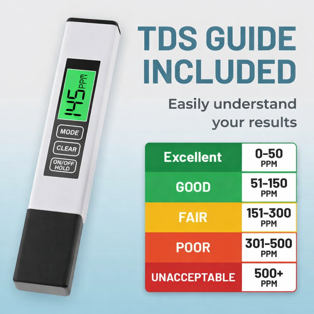 💧 4-in-1 Digital TDS Water Tester for Drinking Water Quality
