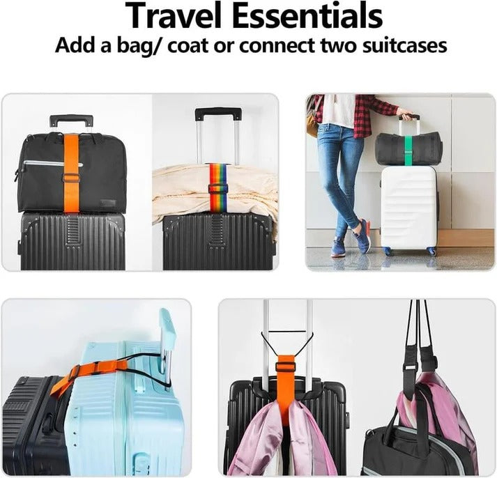 💥 2-Pack Strong Adjustable Luggage Connector Straps – Ultimate Travel Companion!