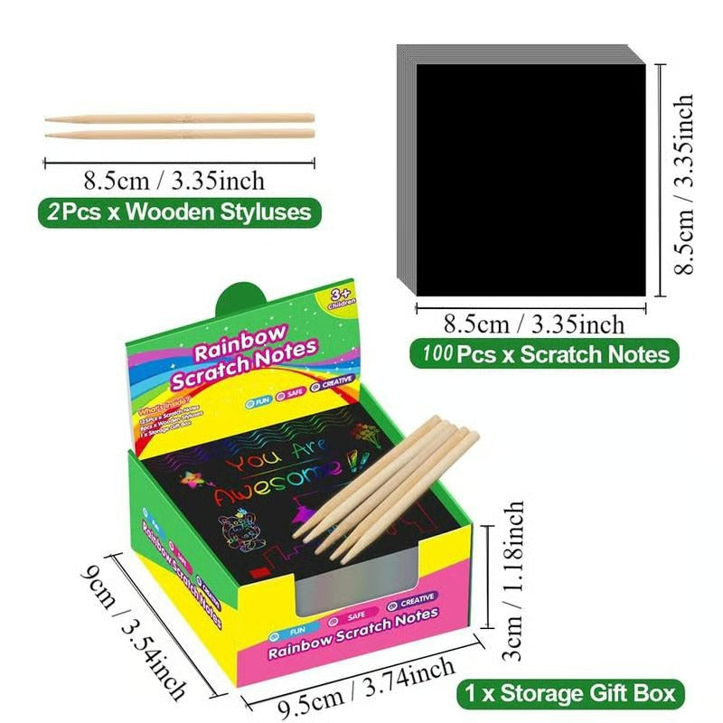 Rainbow Paper Colorful ReflectivePaper Mini Notes Artistic Drawing Set