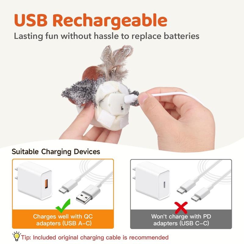 Flapping Bird Cat Toy, Interactive Cat Exercise Toys