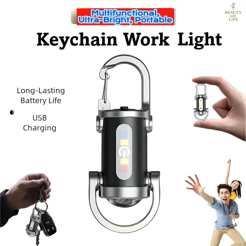 🔦【2026】 Rechargeable Mini Keychain Flashlight COB Keychain Work Light
