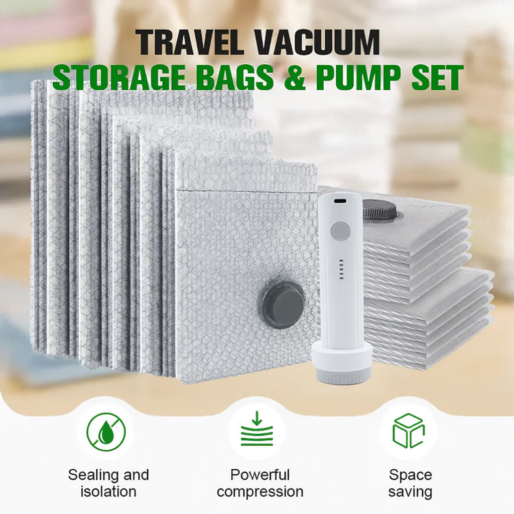 🏆⚡ 50K+ SOLD![2026 Upgraded] Cordless Travel Vacuum Storage Compression Bag