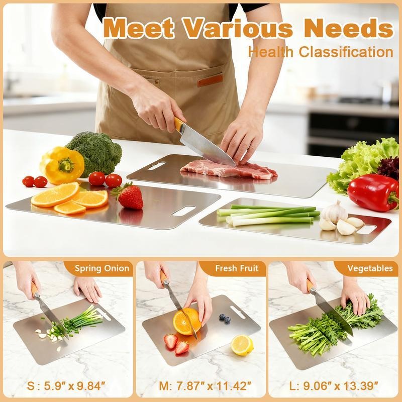 🏆⚡ 50K+ SOLD!3PCS Stainless Steel Cutting Board Set