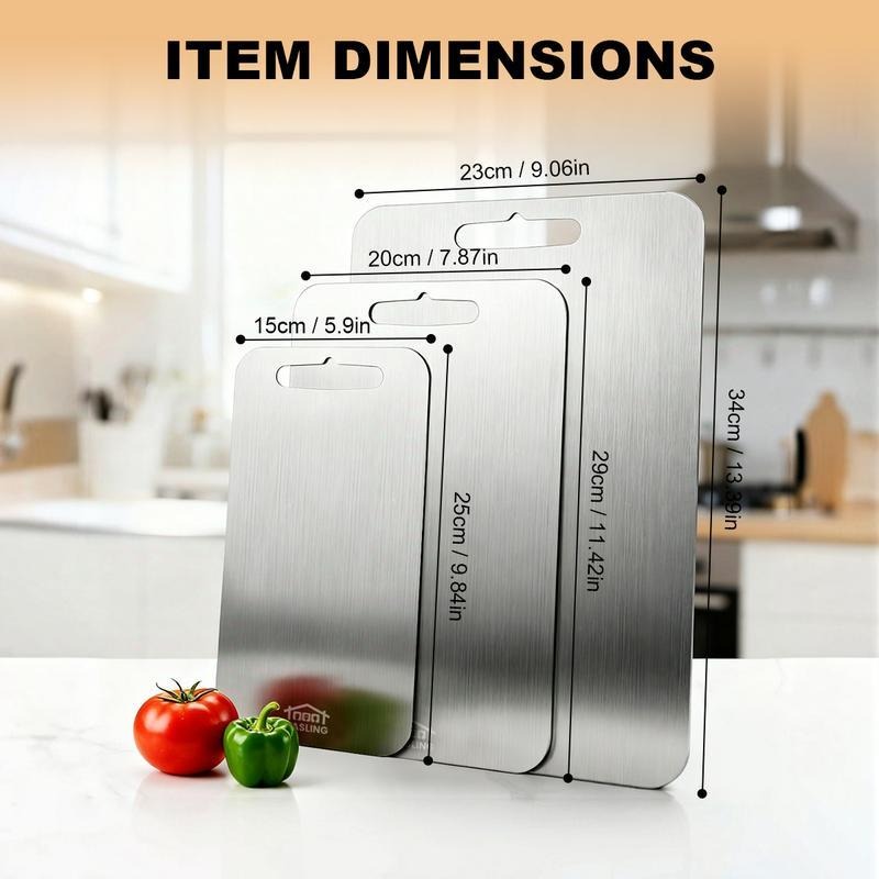 🏆⚡ 50K+ SOLD!3PCS Stainless Steel Cutting Board Set
